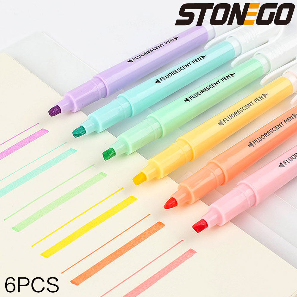 Highlighter Set Pastel - STONEGO-Juego de resaltadores de doble punta,
