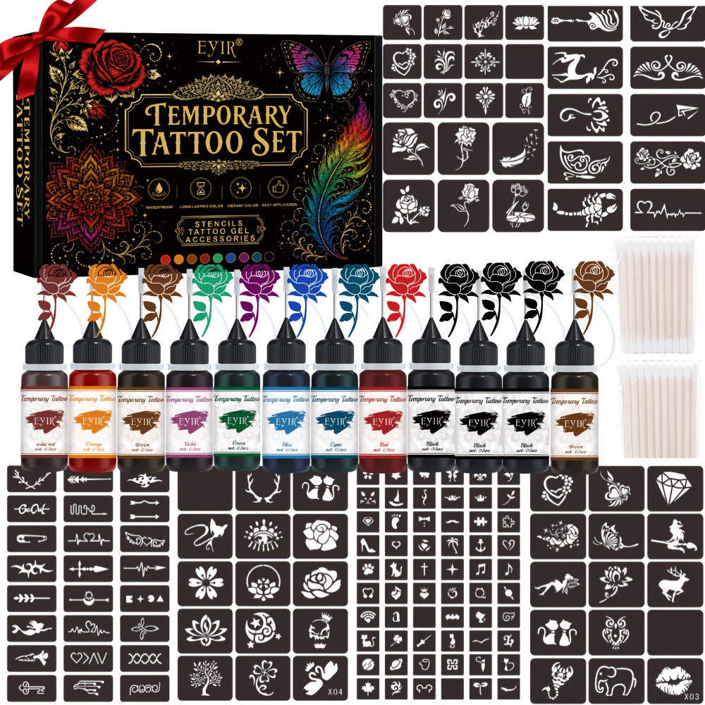 Gel Ink Pen Set - Kit de tatuajes temporales de henna