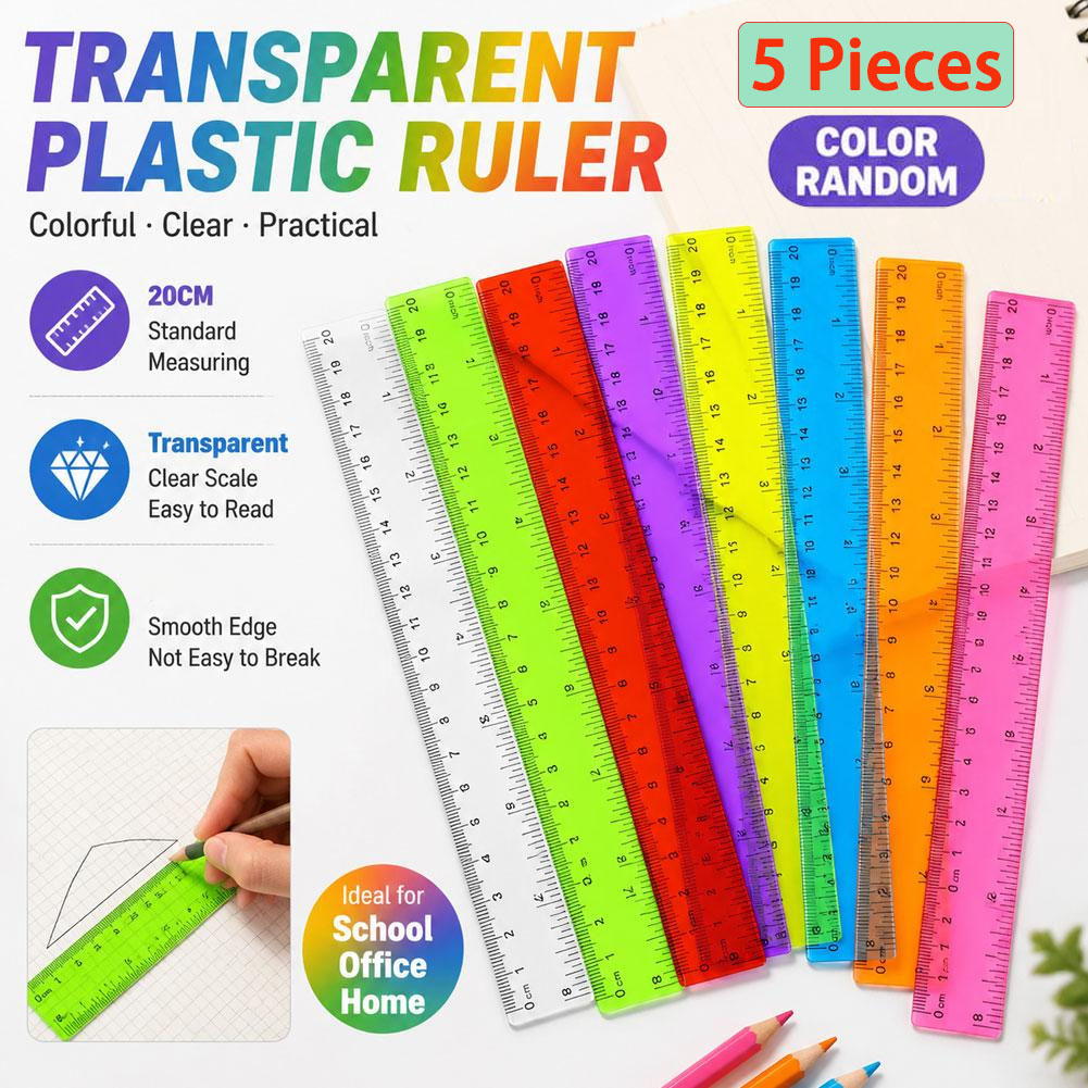 Ruler Set Transparent - Regla de plástico de color aleatorio,
