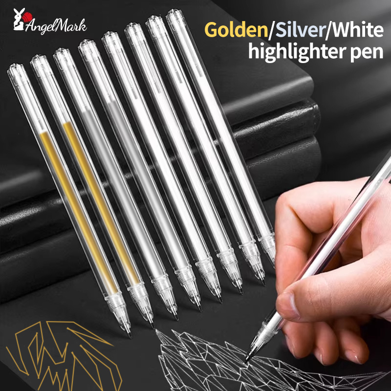 Gel Ink Pen Set - Bolígrafo clásico blanco, dorado y plateado,
