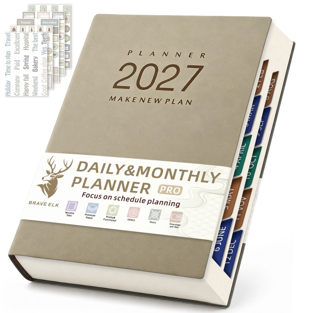 Journal Leather Hardcover - Agenda diaria tamaño A5, cuaderno de