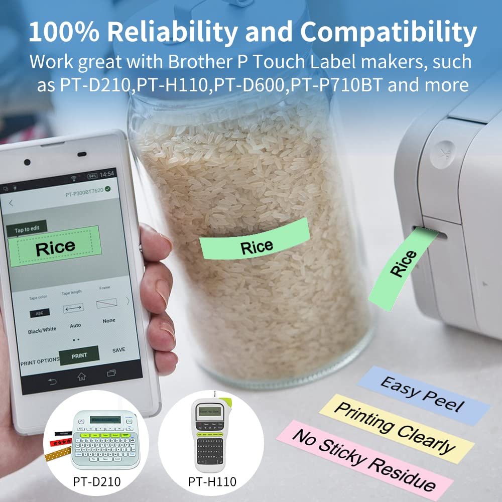 Cinta mate de 5 colores pálido - Label Printer Tape reseña y precio